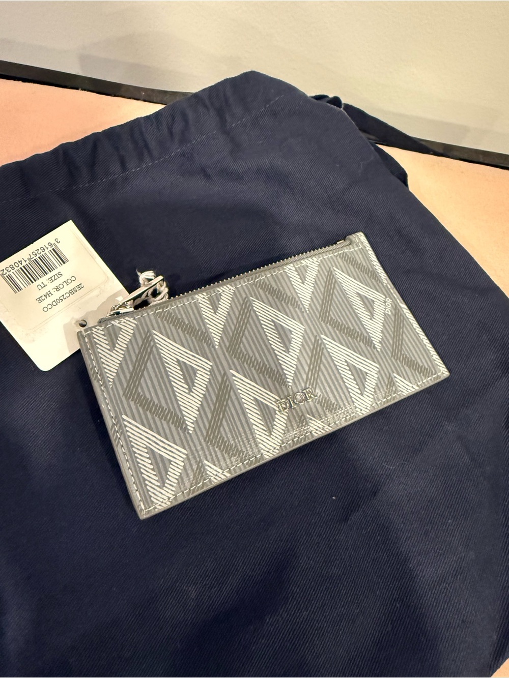 Men’s Dior Card Holder Wallet Gray Monogram Made in Italy w/ Dust Bag